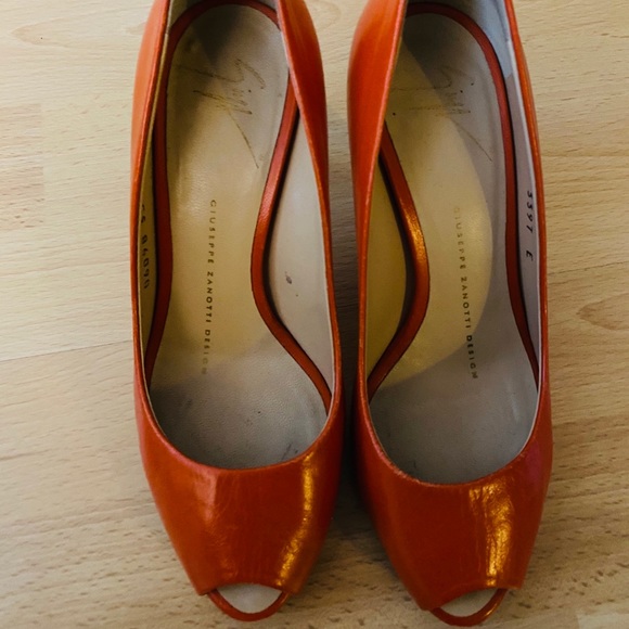 Giuseppe Zanotti Orange- Peep Toe Heels- Sz 35 - Picture 2 of 7